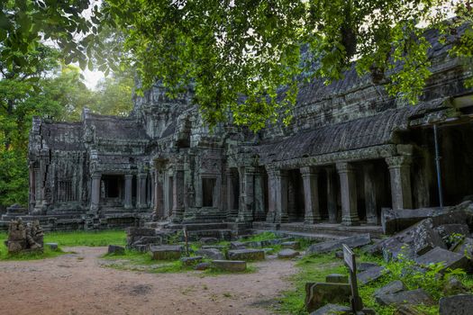 Sunrise over the Ta Phrom temple in Angkor, Cambodia