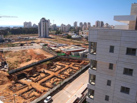 City urban construction site of a new residential area