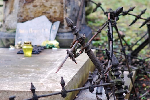 destroyed grave