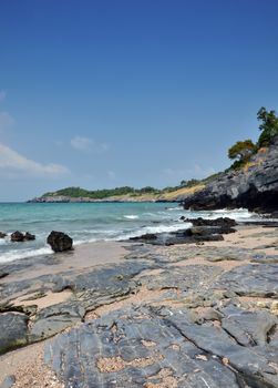 Ko Si Chang island in Thailand. Travel by sea. Sea and blue sky.