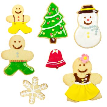 Set of Christmas Gingerbread  isolated on white background. Christmas cookie , Clipping path