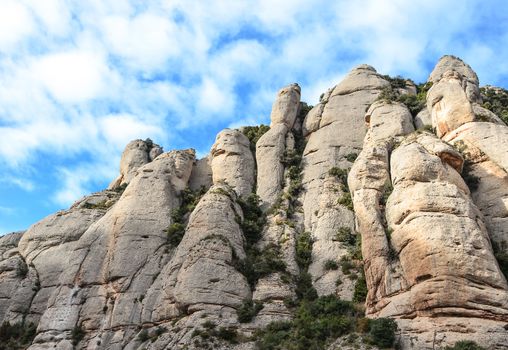 Montserrat is a mountain odd shape mountain at  Barcelona, Spain.