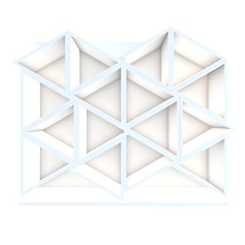 Color white triangle shelf design with white background