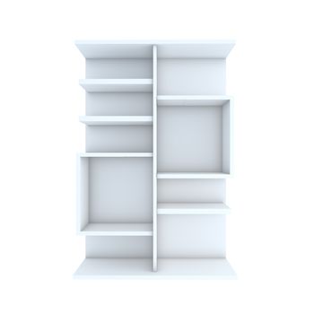 Color white shelf design with white background