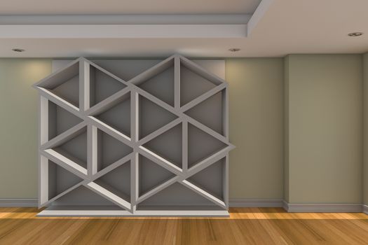Modern minimalist empty livingroom with color wall wood floor