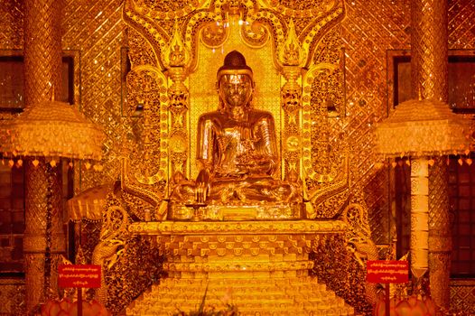 Golden Buddha Statue in Botataung paya Pagoda in Rangoon, Myanmar