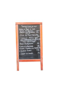 The menu board on white background