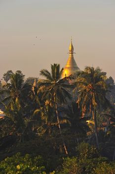 Shwezigon Pagoda in Rangoon, Myanmar.