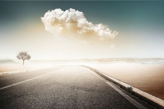 vintage road landscape