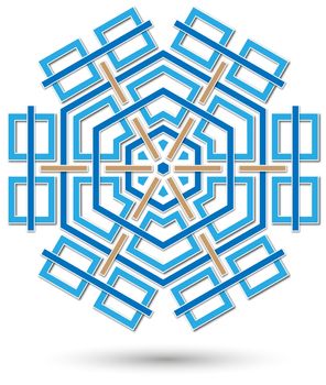 abstract hexagonal shape or snowflake blue an brown color
