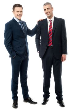 Handsome businessmen having conversation together