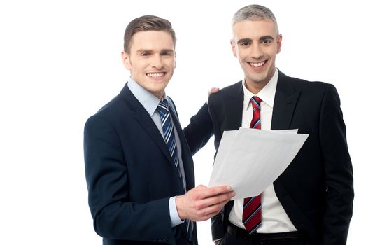 Young businessmen discussing their financial reports