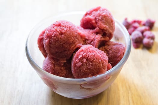 Home made raspberry ice-cream