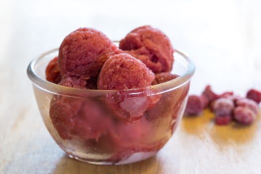 Home made raspberry ice-cream