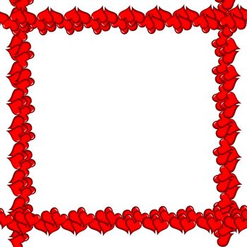 frame from the red hearts on the white background