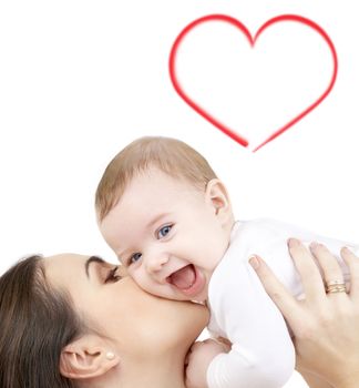 family, child and happiness concept - happy mother with baby