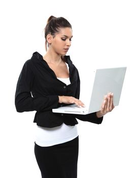 Young pretty business woman with notebook