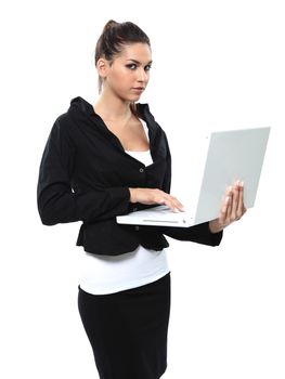 Young pretty business woman with notebook