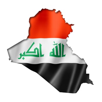 Iraq flag map, three dimensional render, isolated on white
