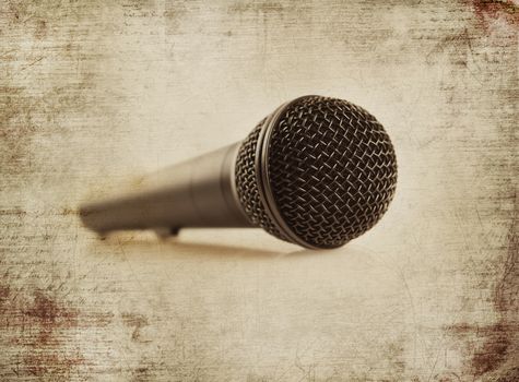 microphone on grunge textures and backgrounds
