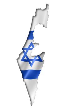 Israel flag map, three dimensional render, isolated on white