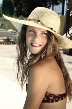 charming girl with straw hat