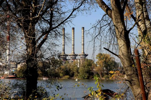 Heating plant on the coast of Sava river,Belgrade,Serbia