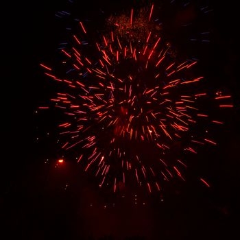 Fireworks exploding in the dark night sky