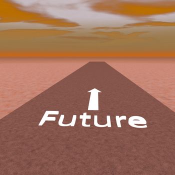 Road with word "Future" over, 3d render