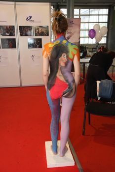 Body art at 23th iinternational fair and congress of cosmetics, solarium, equipment, wellness, spa and hair care, the largest beauty fair in South-east Europe, The touch of Paris, 26th and 27th April 2014. Belgrade,Serbia