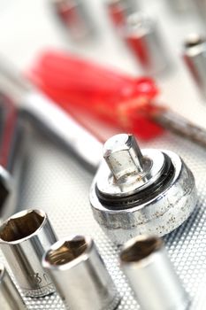 Socket spanner set, close up shallow Dof 