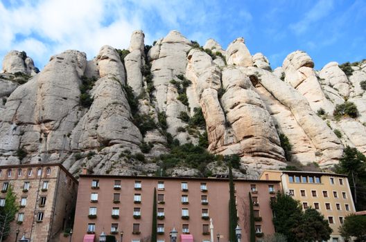 Montserrat is a mountain odd shape mountain at  Barcelona, Spain.