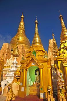 Details of the Shwedagon Paya, in Yangon, Myanmar (or Burma)