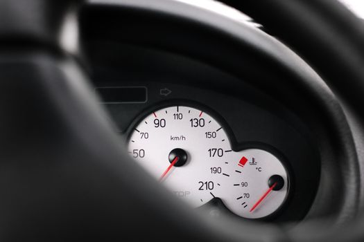Inside a car, odometer speed