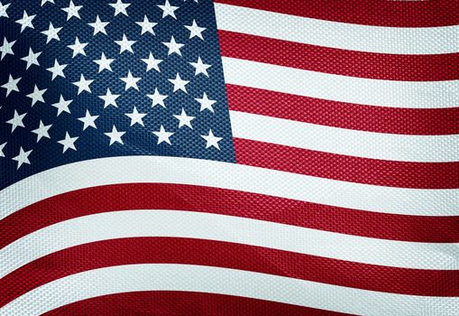 United States  flag waving. Detailed fabric texture. Close up