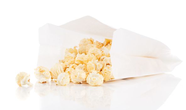 Popcorn bag on white background