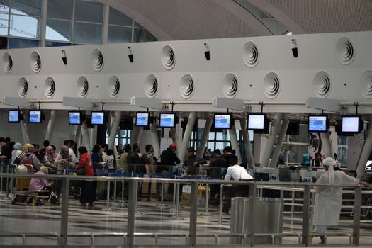 indonesia-may 26, 2014-inside of kualanamu international airport medan, north sumatera-indonesia