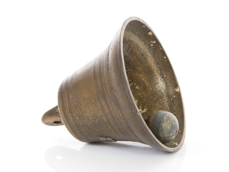 Old bronze bell isolated over white background