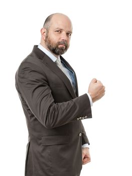 An image of a handsome business man with a fist