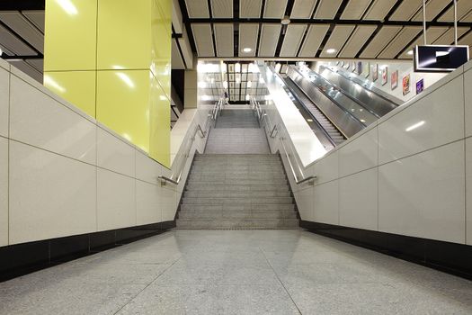 Stairs in a subway station in Kowloon hong kong