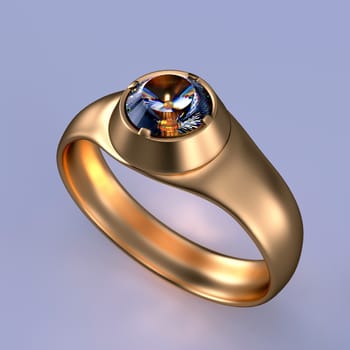 Diamond gold ring on the dark background