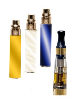 three isolated blue,yellow and white elettronic  cigarettes 