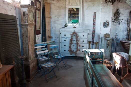 Classical vintage antiques shop with many attractive old items