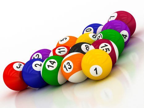 billiard  balls with numbers on a white background
