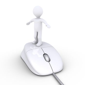 3d person standing on a computer mouse