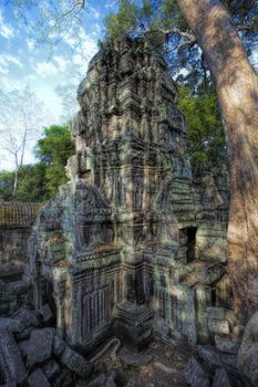 Sunrise over the Ta Phrom temple in Angkor, Cambodia