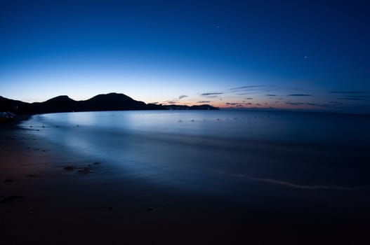 Night view of the sea bay.