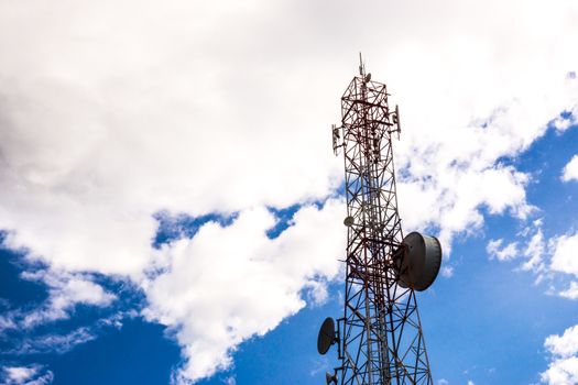 telephone signal semaphor on blue sky