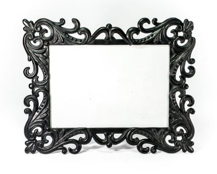 black gothic style of picture frame on white scene,shallow focus