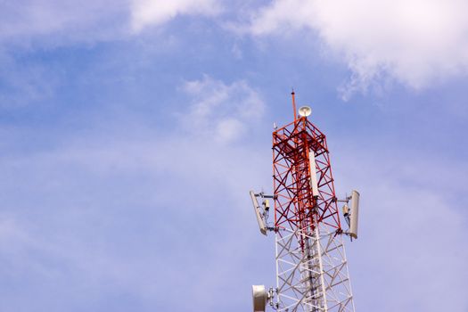 telephone signal semaphor on blue sky